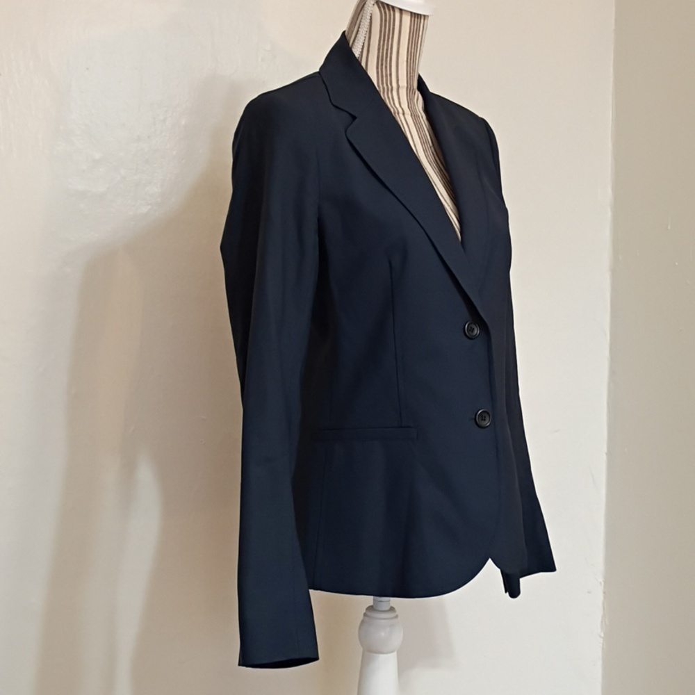 Theory Vintage Blue Stretch Wool 2 Button Fitted Blazer Jacket Size 8 - Picture 2 of 12